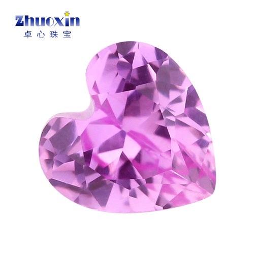 桃心形2#粉红色刚玉戒面裸石 心形合成红宝石红刚玉耳钉耳坠主石