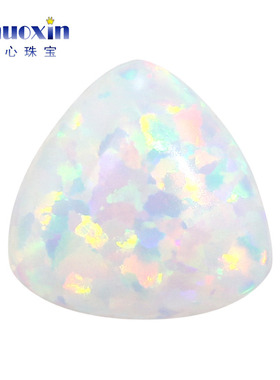 肥三角素面仿白欧泊石 白色宝石OPAL平底裸石人造澳宝 OP17
