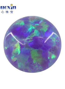 紫色绿变彩圆形人造欧泊石OPAL 圆形平底素面欧珀澳宝裸石 OP40