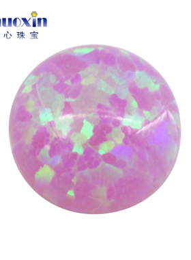 圆形人造欧泊石OPAL 圆形平底素面粉紫色变彩欧珀澳宝裸石OP10