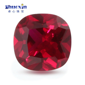 肥正方8 红刚玉鸽血红裸石 枕型垫型Ruby人造合成培育红宝石戒面
