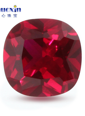 肥正方8#红刚玉鸽血红裸石 枕型垫型Ruby人造合成培育红宝石戒面
