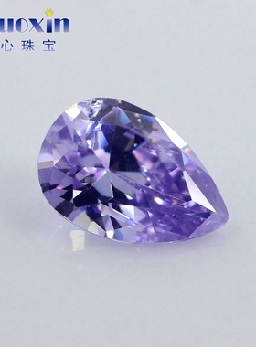 梨形深变蓝色锆石戒面裸石尖底 水滴形人造彩色CZ宝石深变兰戒面