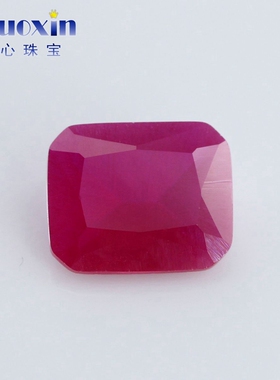 5#长方形倒角红宝石沙底裸石 合成Ruby红刚玉磨砂底戒面首饰配石