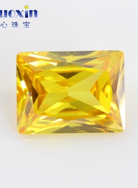 金黄色合成CZ锆石宝石长方形直角裸石 微镶美甲仿钻戒托石配件DIY