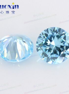 浅海蓝色锆石圆形蓝宝石裸石 饰品补钻微镶嵌CZ钻diy 0.8~2.75