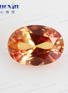 椭圆形55#橙色刚玉彩色宝石裸石钻 蛋形尖底散珠钻戒主石镶嵌DIY