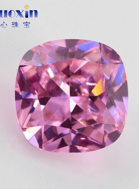 粉红色肥正方枕头形锆石裸石 人造尖底钻CZ仿钻石宝石戒面吊坠