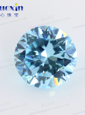 圆形浅海蓝天空蓝色锆石裸石 人造蓝宝石仿真钻配石diy3~15mm