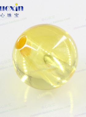 全孔圆形珠子金黄色通孔打孔锆石裸石 串珠散珠手链配件DIY