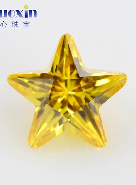 五角星形金黄色合成CZ锆石裸石 彩色宝石镶嵌仿钻耳钉吊坠配饰DIY