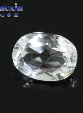 天然白托帕椭圆形白黄玉宝石裸石散珠 蛋形吊坠首饰配石裸钻DIY