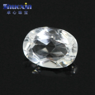 天然白托帕椭圆形白黄玉宝石裸石散珠 蛋形吊坠首饰配石裸钻DIY