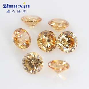 圆形香槟色合成锆石宝石裸石 2.9mm 尖底CZ人造彩色仿水钻DIY0.8