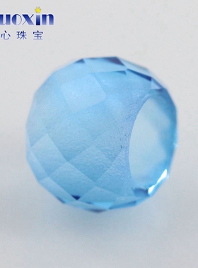 算盘珠子海蓝色玻璃珠蛋形裸石  蛋形刻面桶珠串珠饰手链散珠饰品