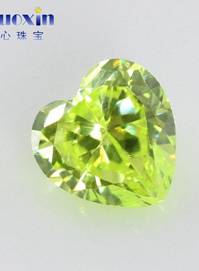 心形苹果绿色锆石桃心形裸石 人造cz异形尖底配钻Diy