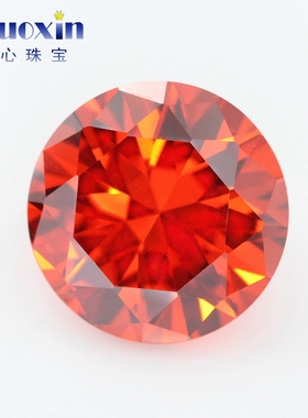 桔红橘红色立方氧化锆石裸石钻 圆形尖底CZ人造DIY3mm~20mm