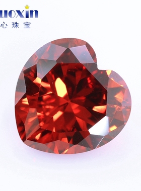 心形石榴红色锆石裸石 大红色CZ微镶美甲仿钻主石戒面配饰品DIY
