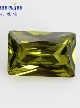 橄榄绿色裸石梧州人造CZ锆石 长方形直角彩色水晶钻首饰品配石DIY