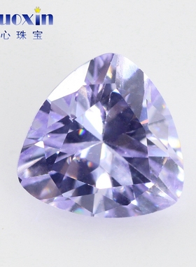 肥三角CZ仿钻变蓝色锆石裸石戒面 浅紫色胖三角形美甲钻珠宝镶嵌