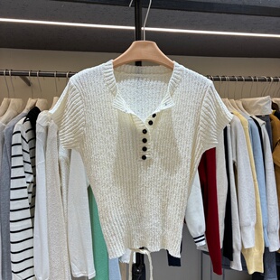 新款 针织衫 韩版 百搭显瘦短袖 女设计感小众上衣潮6808 时尚 2026春季