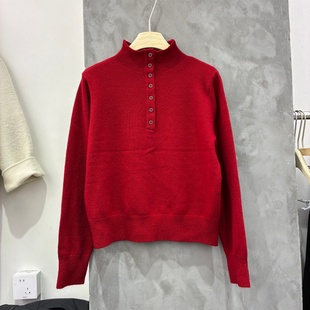 欧货2025冬百搭半高领长袖 女宽松显瘦休闲100%羊毛毛衣2618 针织衫