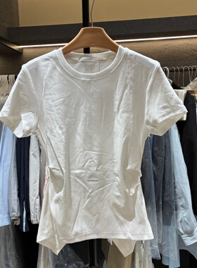 韩系2026春夏新款漏腰排扣设计感修身显瘦短袖T恤女时尚上衣K3056