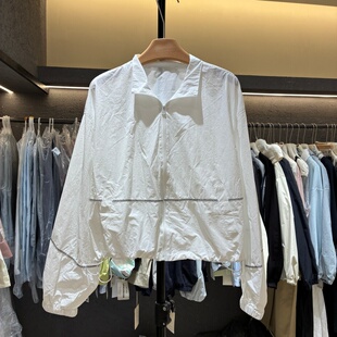 春新款 防晒衣2027 户外简约立领单层冲锋衣撞色包边休闲外套女薄款