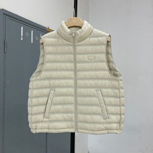 962072冬款欧货立领拉链90白鸭绒排骨羽绒无袖马甲女减龄保暖外套