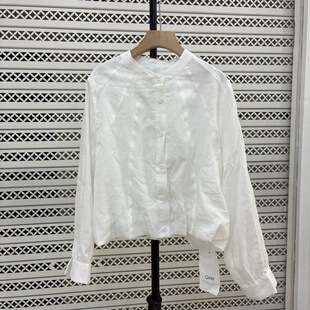 苎麻防晒衬衫 2026春夏新款 圆领单排扣长袖 时尚 女宽松显瘦上衣 韩版