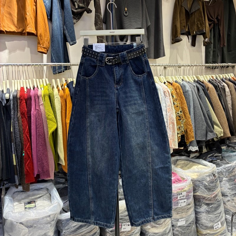 2025冬新款9397-1蓝色抓绒直筒阔腿裤宽松时尚显瘦牛仔弯刀裤9508,女装/女士精品,牛仔裤,淘宝优惠券,粉丝福利购,淘宝优惠卷