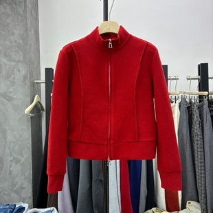 欧货立领拉链卫衣女2025冬季 外套上衣潮M553 加绒宽松百搭休闲开衫