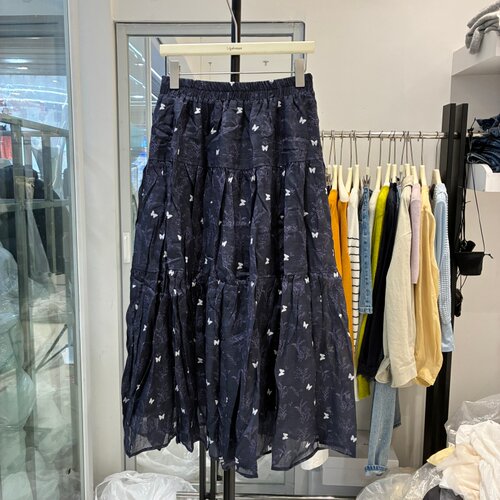 2026春夏时尚高腰天丝苎麻显瘦碎花半身裙女百搭休闲长裙80826