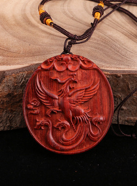 檀木平安牌挂件复古吊坠