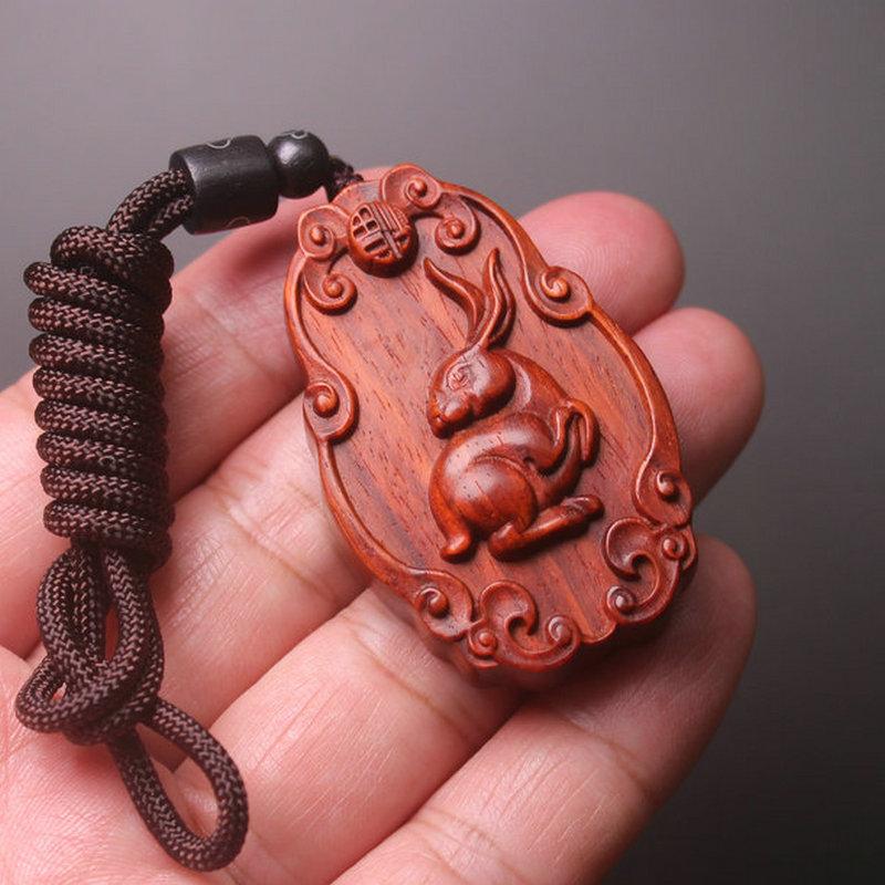 紫檀木雕十二生肖挂牌吊