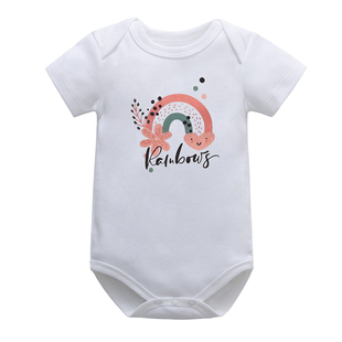 特价新生儿连体哈衣卡特婴儿三角包屁衣净色短袖纯棉薄款爬服童装