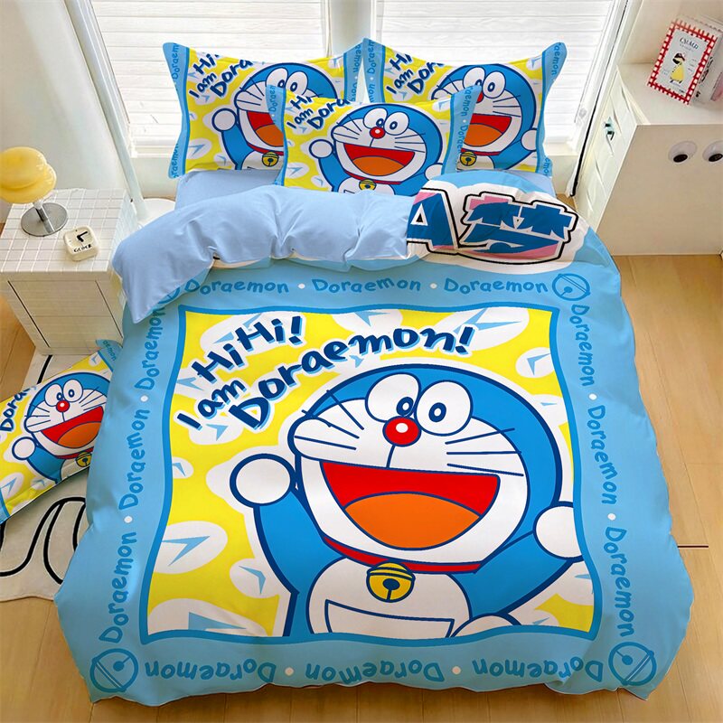 儿童卡通哆啦A梦全棉被套四件套1.5m纯棉被罩床单床笠被单三件套