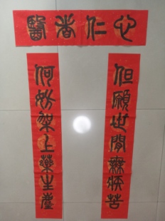 但愿世间无疾苦何妨架上药生尘医者仁心篆体彩色龙凤瓦当宣纸春联