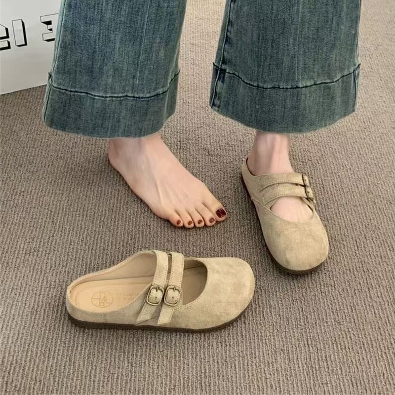 包头半拖鞋女复古勃肯鞋