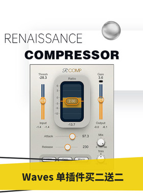 正版WAVES16 Renaissance Compressor人声效果处理压缩器插件MAC