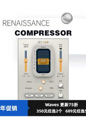 正版WAVES16 Renaissance Compressor人声效果处理压缩器插件MAC