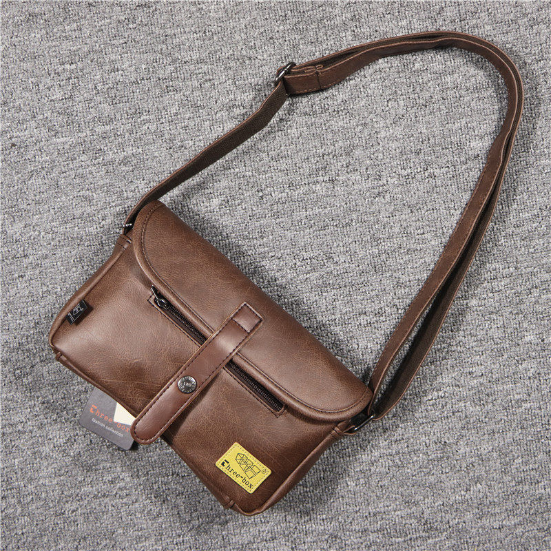 threebox潮男休闲斜挎小包 复古磁扣男女单肩时尚手机包 迷你跨包