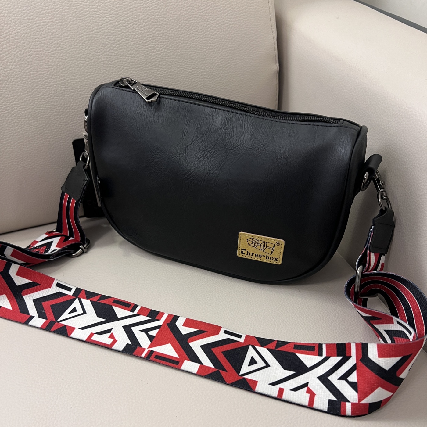 threebox日系斜挎包彩带单肩背包