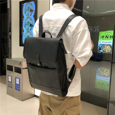 三盒子时尚街头男士双肩包PU潮流