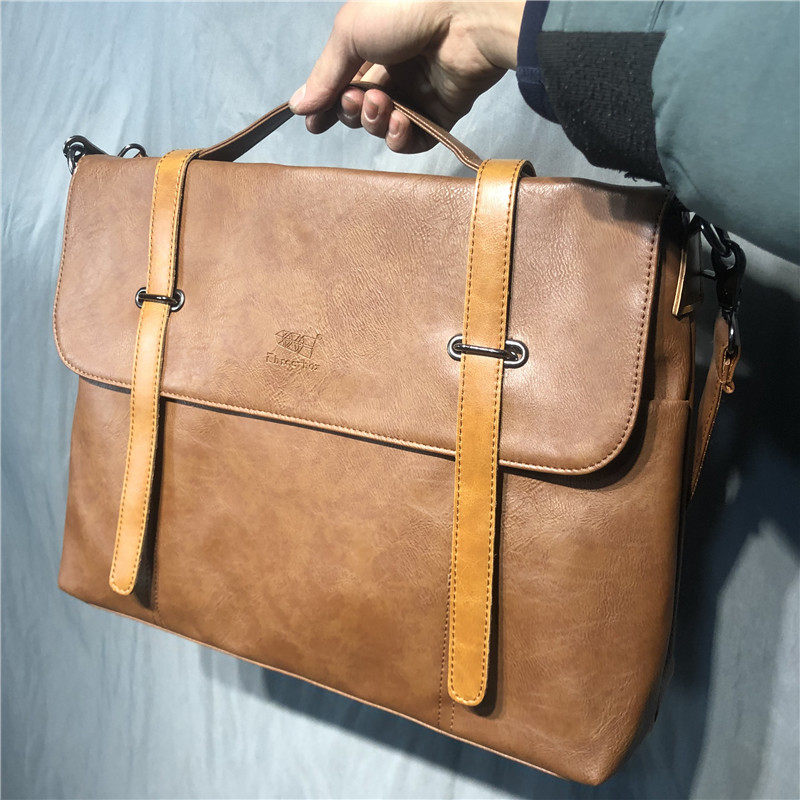 threebox日韩商务男士手提包 休闲复古青年单肩包 男女潮流斜挎包