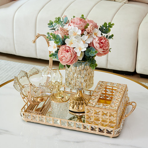 水晶纸巾盒装饰摆件欧式高档客厅