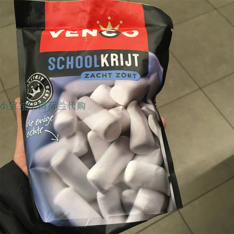 6袋荷兰直邮包邮包税Venco Schoolkrijt白色甜味粉笔甘草糖茴香馅