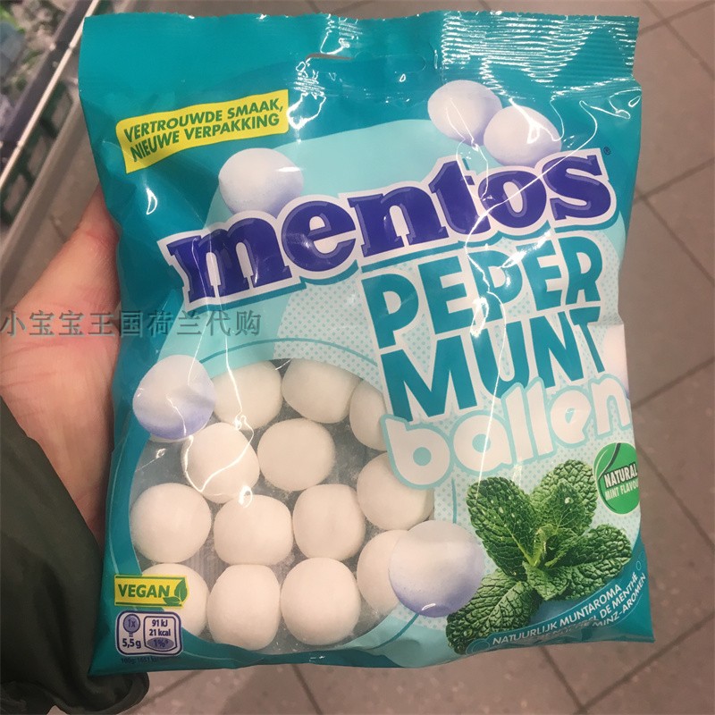 6袋荷兰直邮包邮包税Mentos 曼妥思薄荷或者甘草口味圆球外硬内软