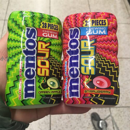 5罐荷兰直邮包邮包税Mentos Gum无糖曼妥思酸苹果和草莓味口香糖