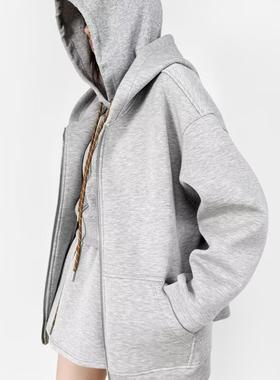 KEYANKETIAN 24314 美式慵懒复古重磅蓬松空气层连帽卫衣拉链外套